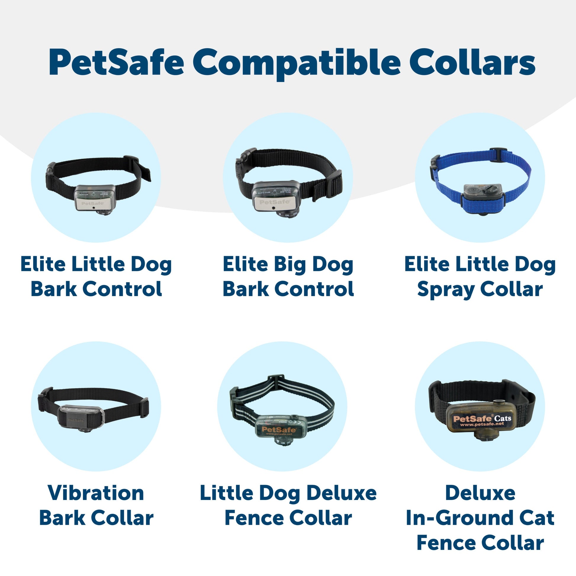 petsafe compatible collars include elite bark control vibration collar little dog fence collar and deluxe in ground cat collar