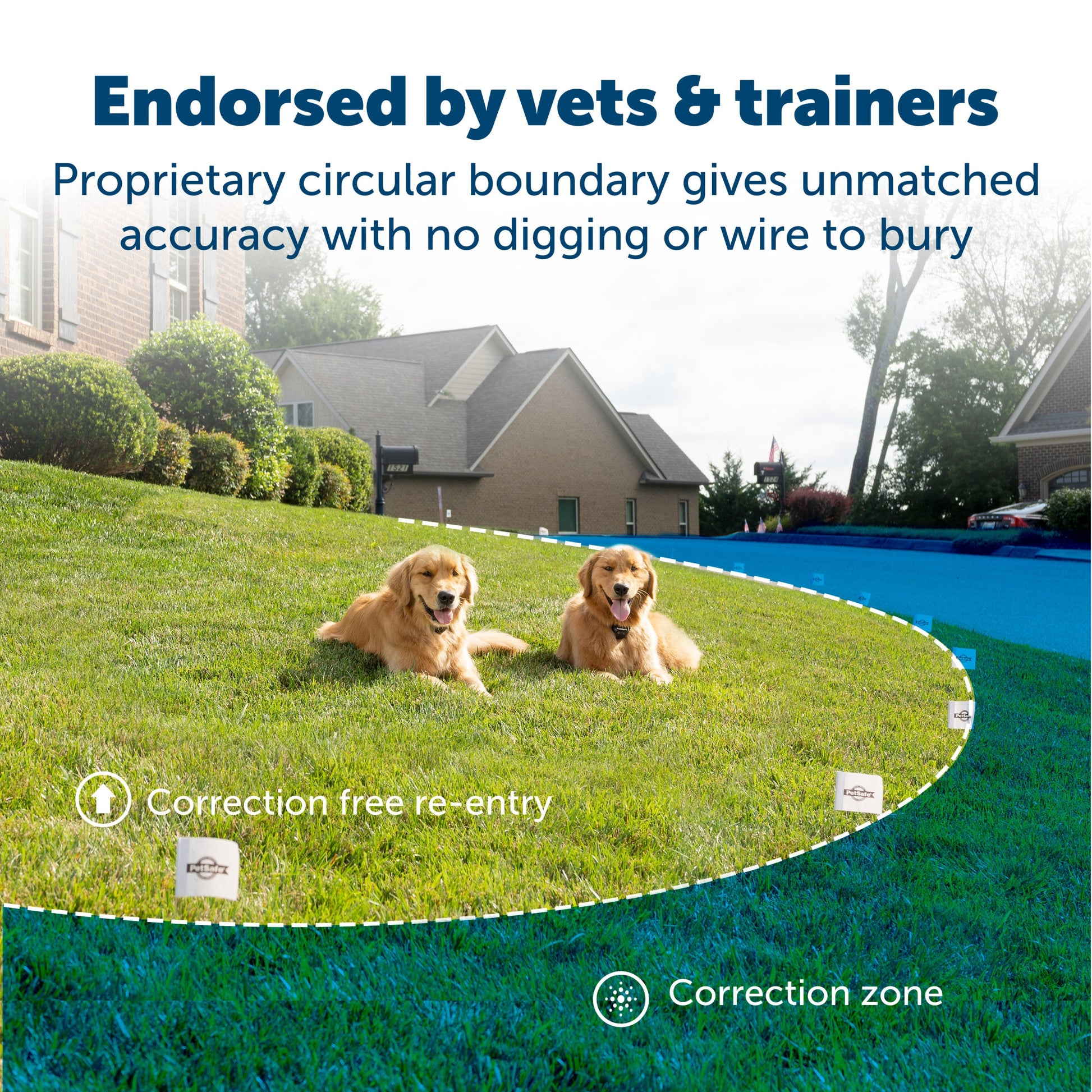 endorsed by vets and trainers proprietary circular boundary gives unmatched accuracy no digging or wire to bury dog enjoying their yard