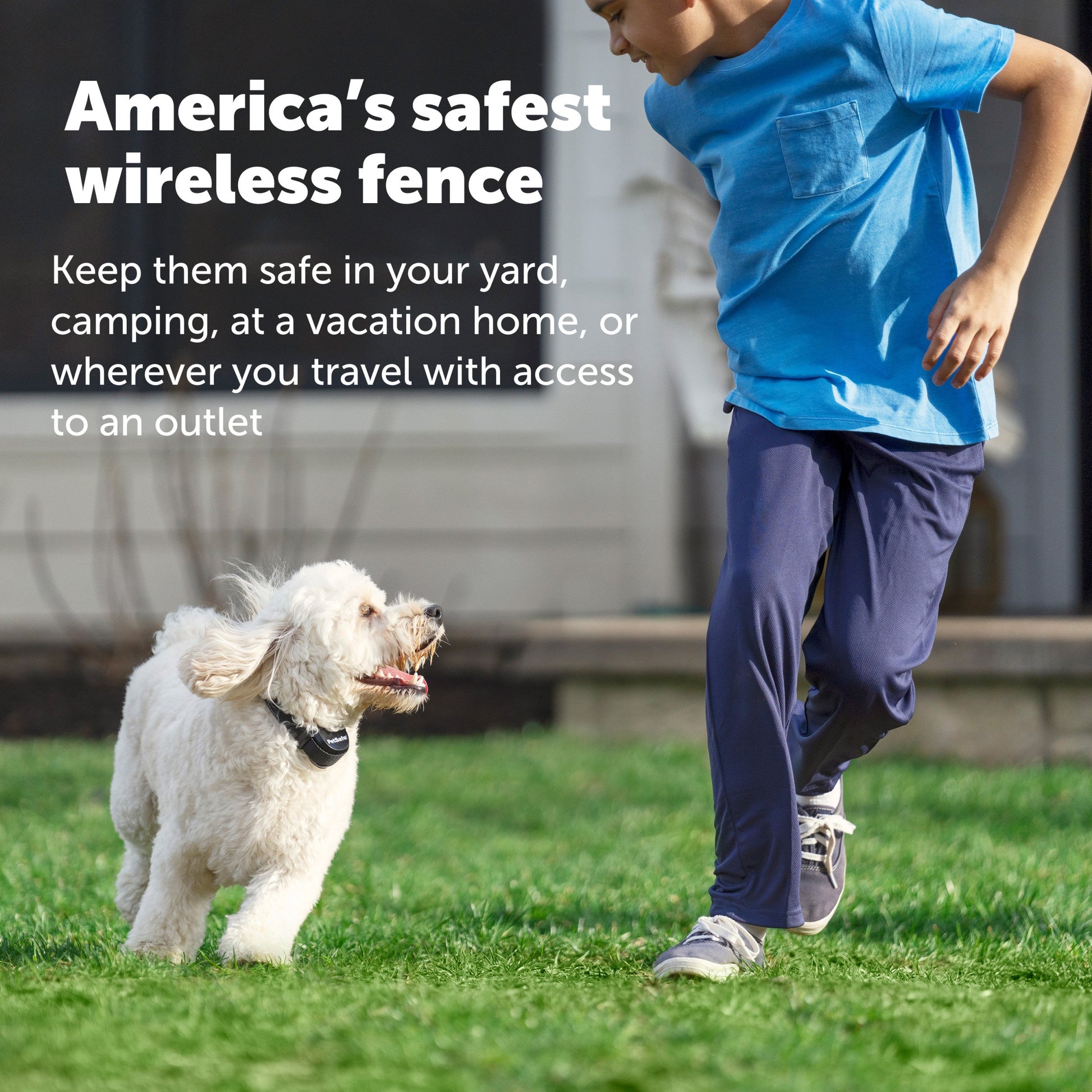 Americas safest wireless fence keep them safe in your yard camping at a vacation home or wherever you travel