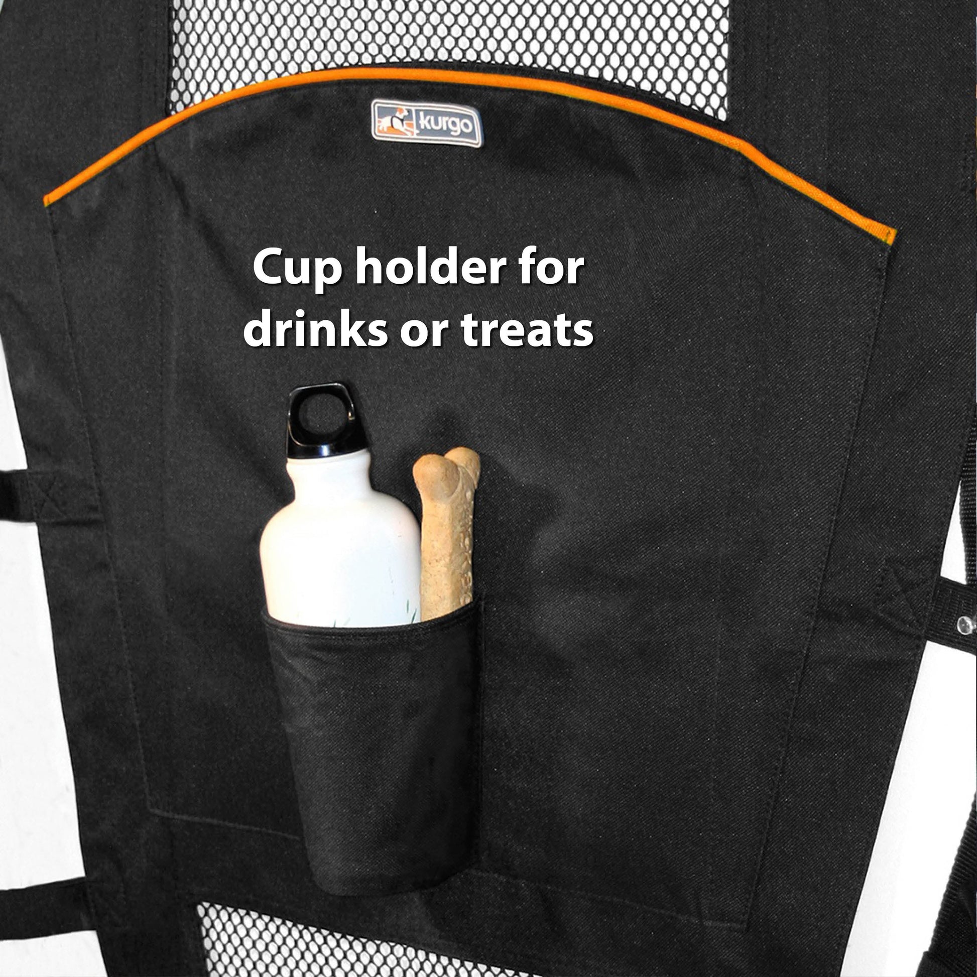 Barrier has a cup holder to hold your favorite drink or treats.
