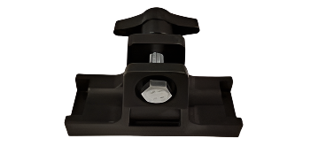 Black mounting brackett for tubular barrier with a bolt and wingnut