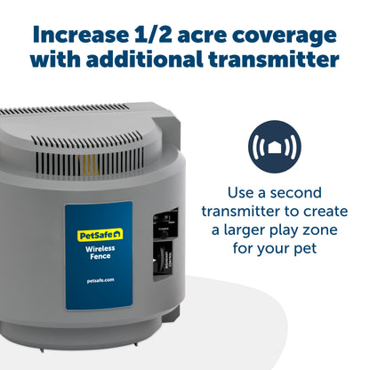 Increase coverage with additional transmitter use a second transmitter to create a larger play zone for your pet