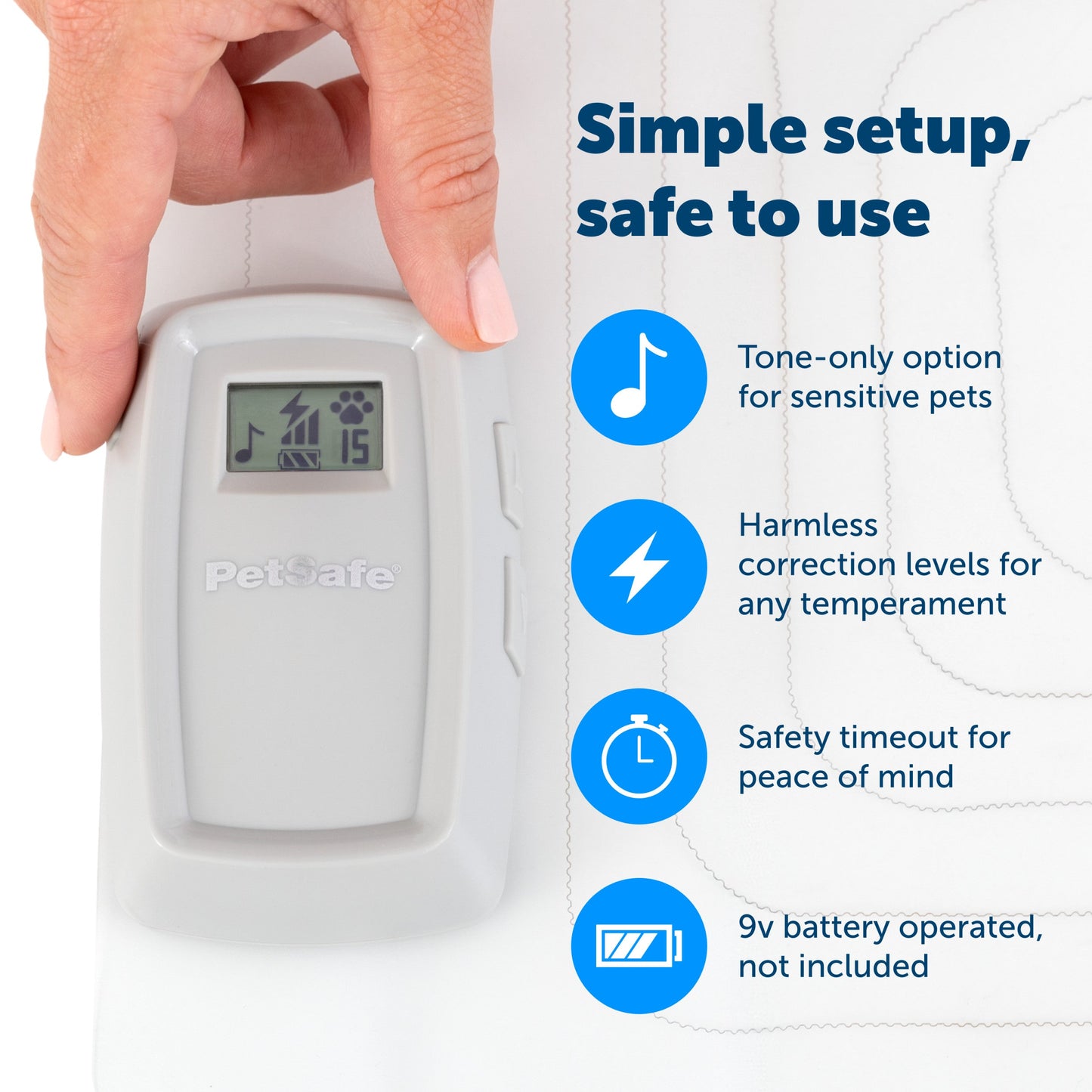 scatmat lcd screen with icons depicting the features