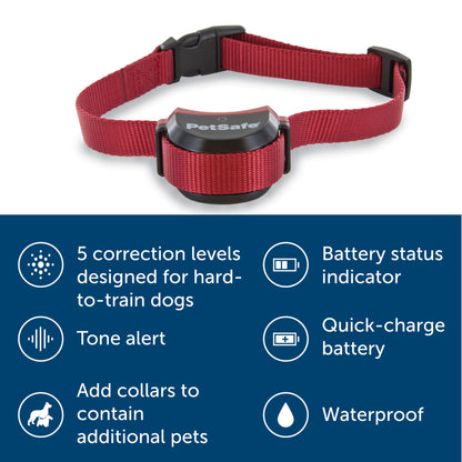 image of fence receiver collar 5 correction levels tone alert add collars for more pets battery indicator long lasting battery waterproof