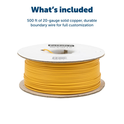 What is included you get 500 feet of 20 gauge durable solid copper boundary wire for full customization