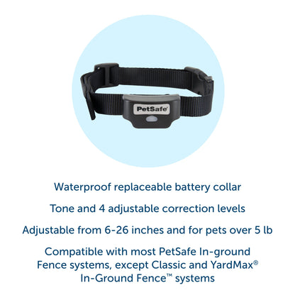Waterproof replaceable fence receiver collar with tone and 4 adjustable correction levels